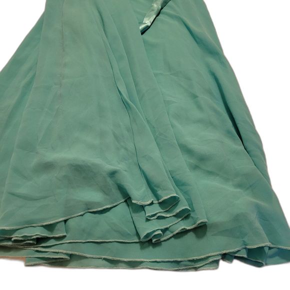 iEFiEL silk formal dress Turquoise Full Length w/lace Sz 12 - Picture 6 of 9